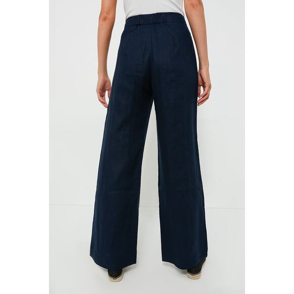 TUCKERNUCK Navy Linen Lydia Pants Size M NWT Retail $128 Tuckernuck - Picture 2 of 6